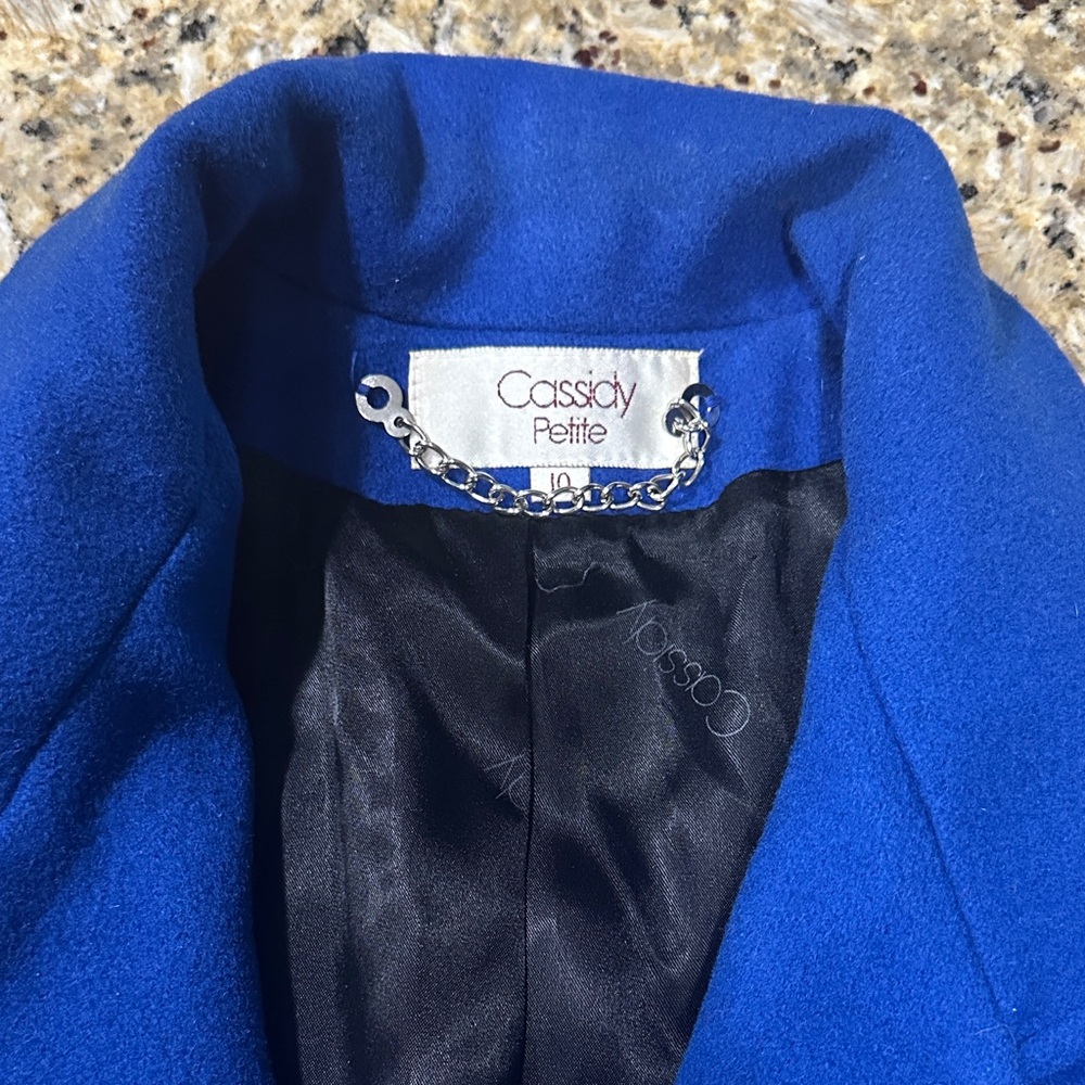 Elegant Vintage Blue Double-Breasted Wool Pea Coat - Picture 5 of 13